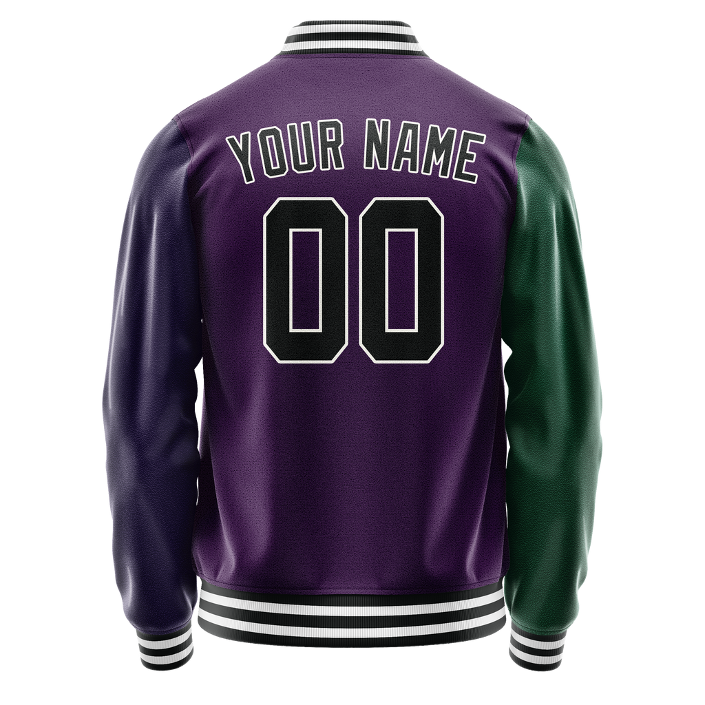 Personalized Purple & Green Split Varsity Letterman Jacket