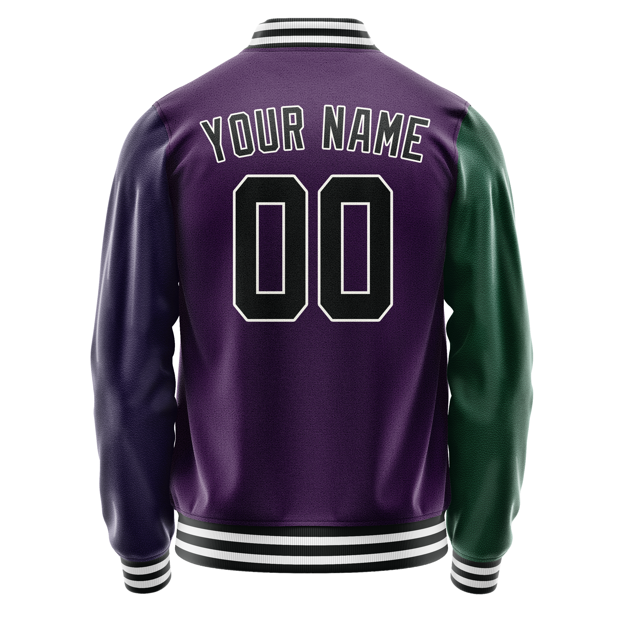 Personalized Purple & Green Split Varsity Letterman Jacket