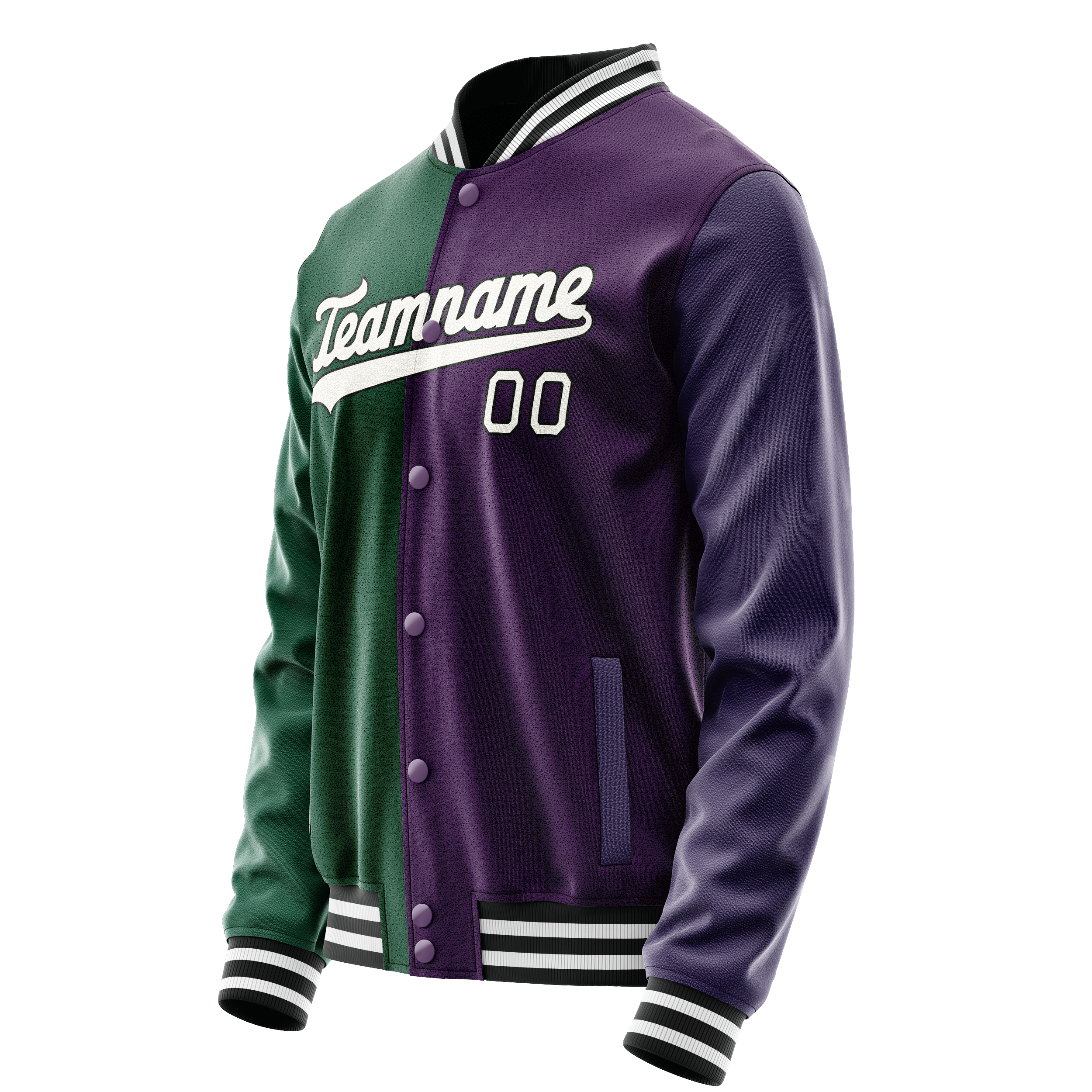 Personalized Purple & Green Split Varsity Letterman Jacket