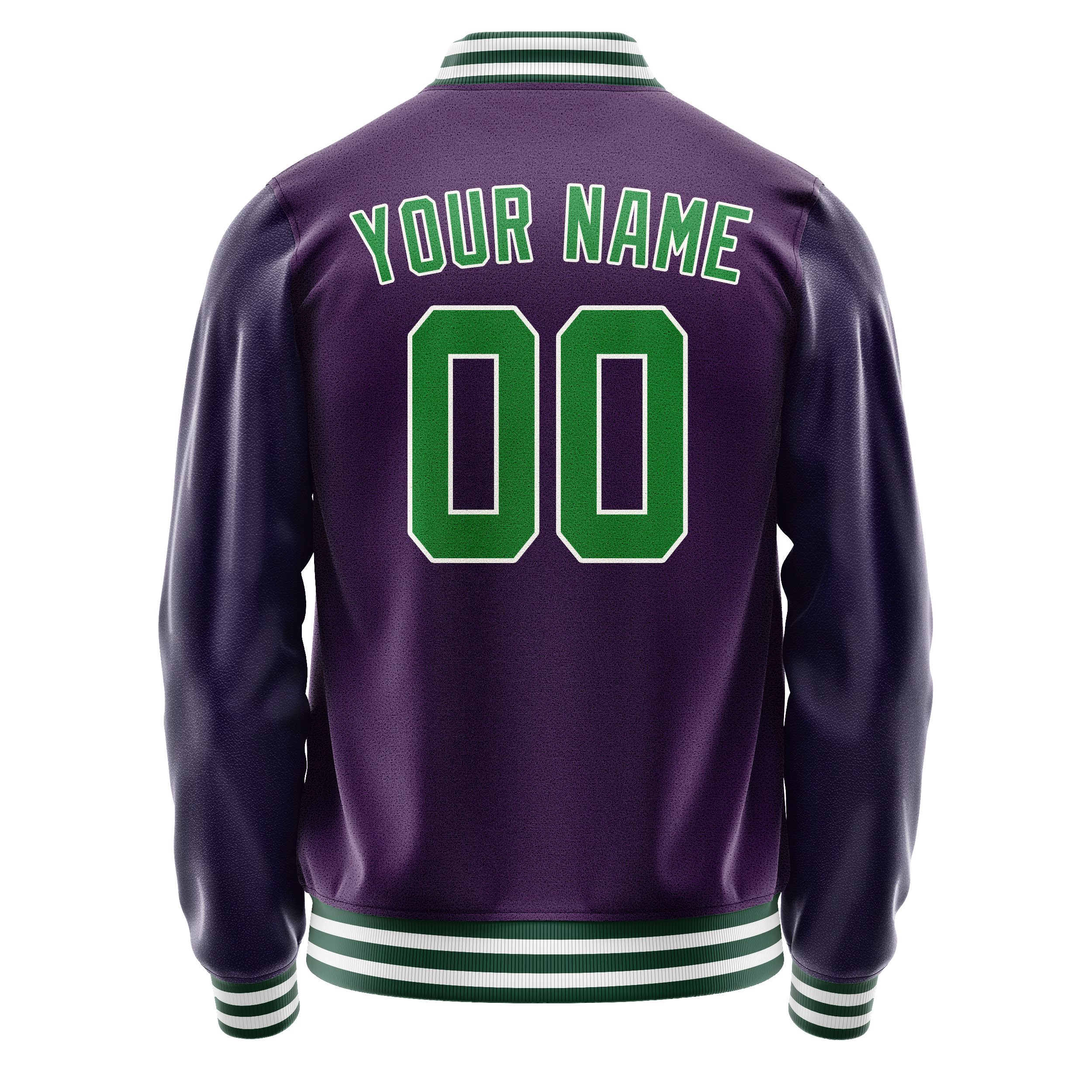 Personalized Purple & Neon-Green Solid Color Varsity Letterman Jacket