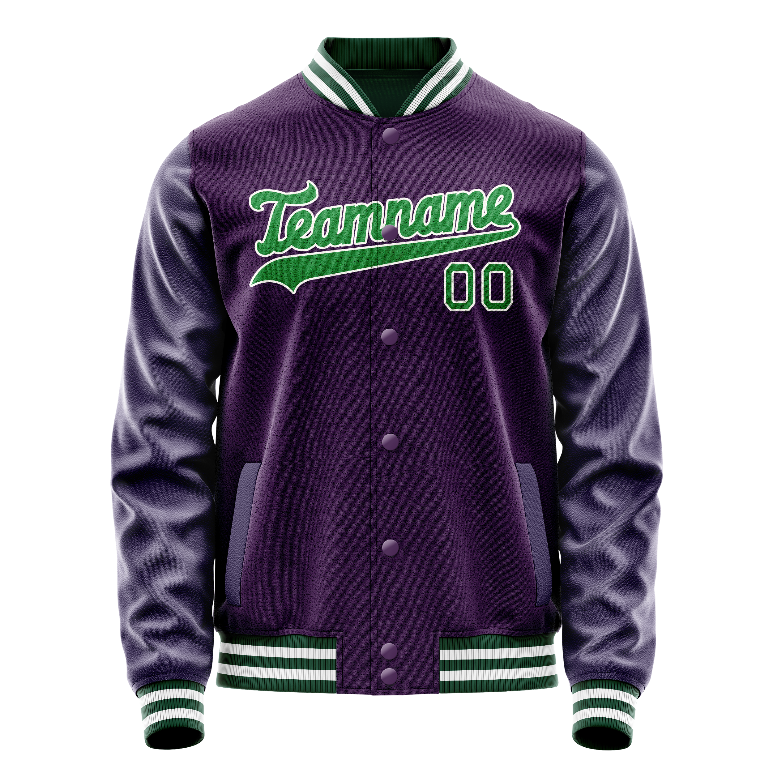 Personalized Purple & Neon-Green Solid Color Varsity Letterman Jacket