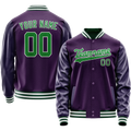 Personalized Purple & Neon-Green Solid Color Varsity Letterman Jacket
