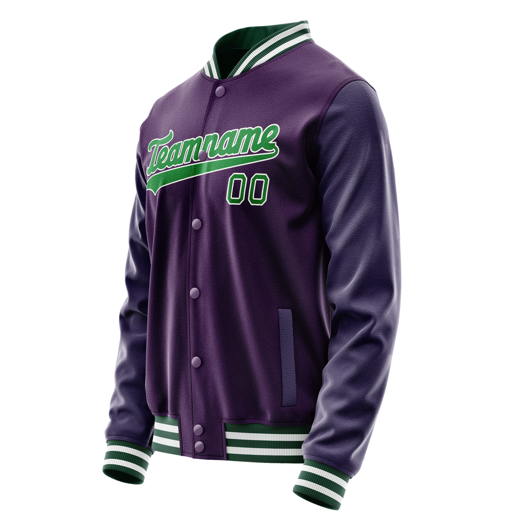 Personalized Purple & Neon-Green Solid Color Varsity Letterman Jacket