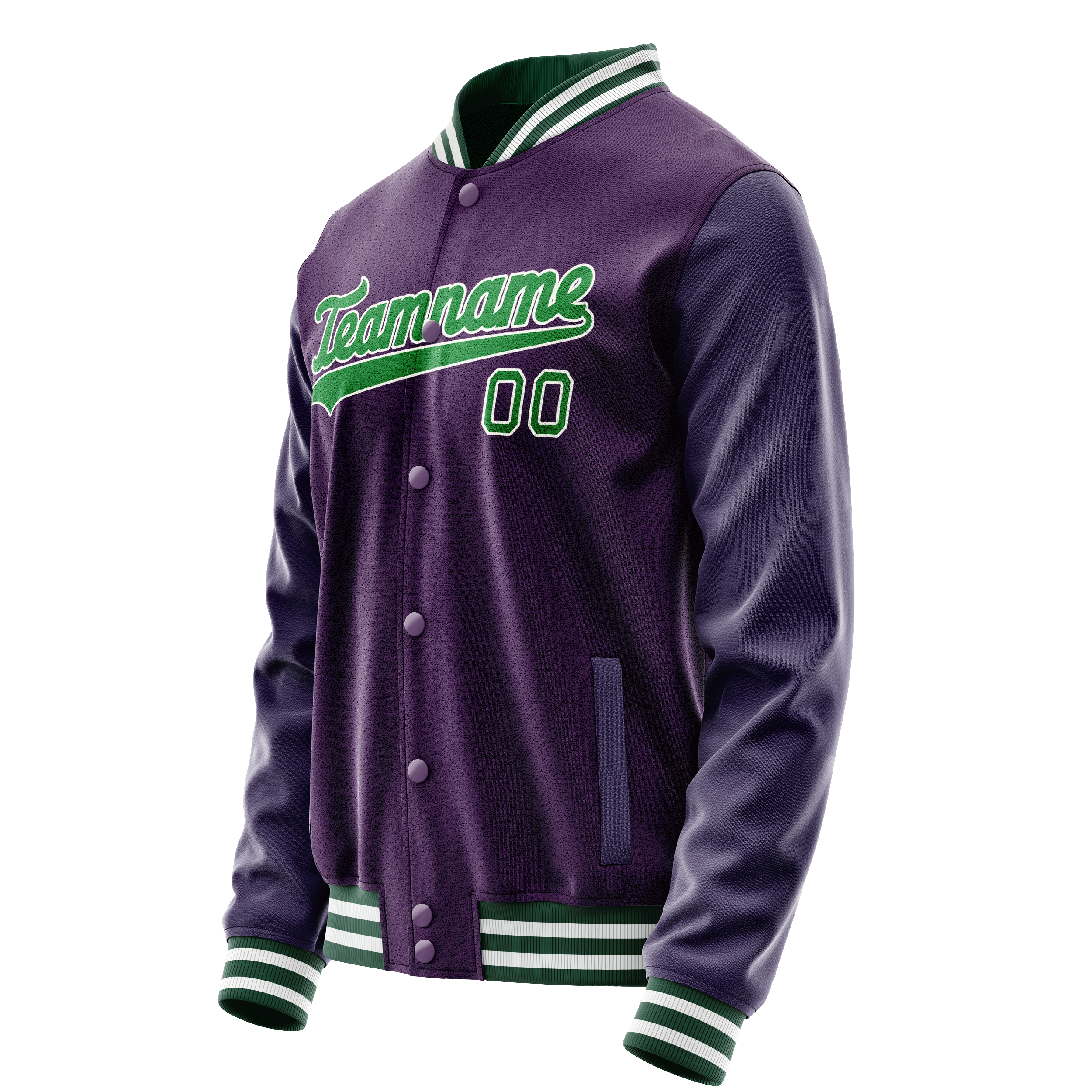 Personalized Purple & Neon-Green Solid Color Varsity Letterman Jacket