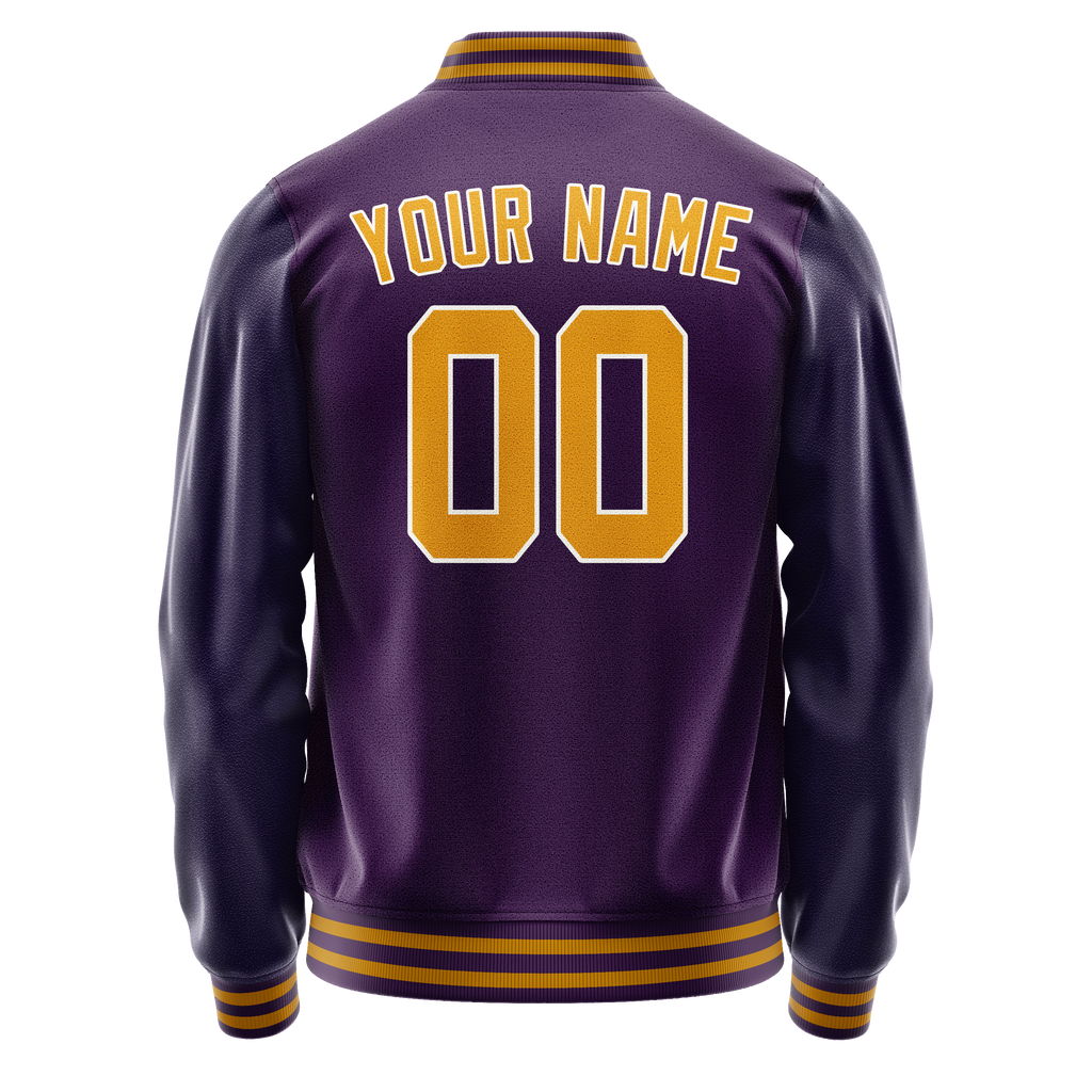 Personalized Purple & Gold Solid Color Varsity Letterman Jacket