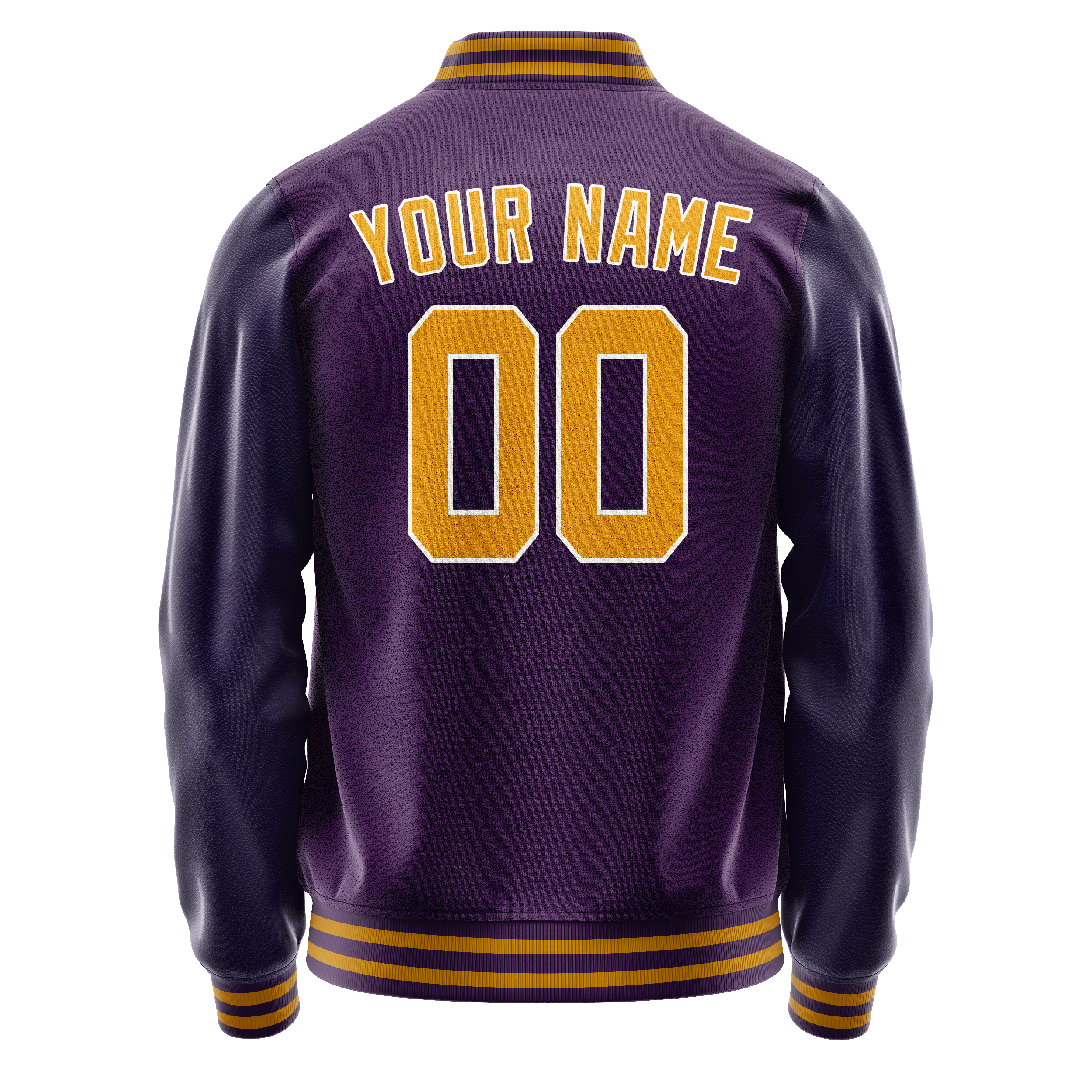 Personalized Purple & Gold Solid Color Varsity Letterman Jacket