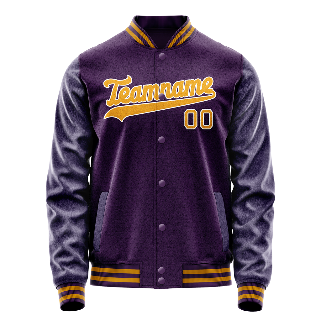 Personalized Purple & Gold Solid Color Varsity Letterman Jacket