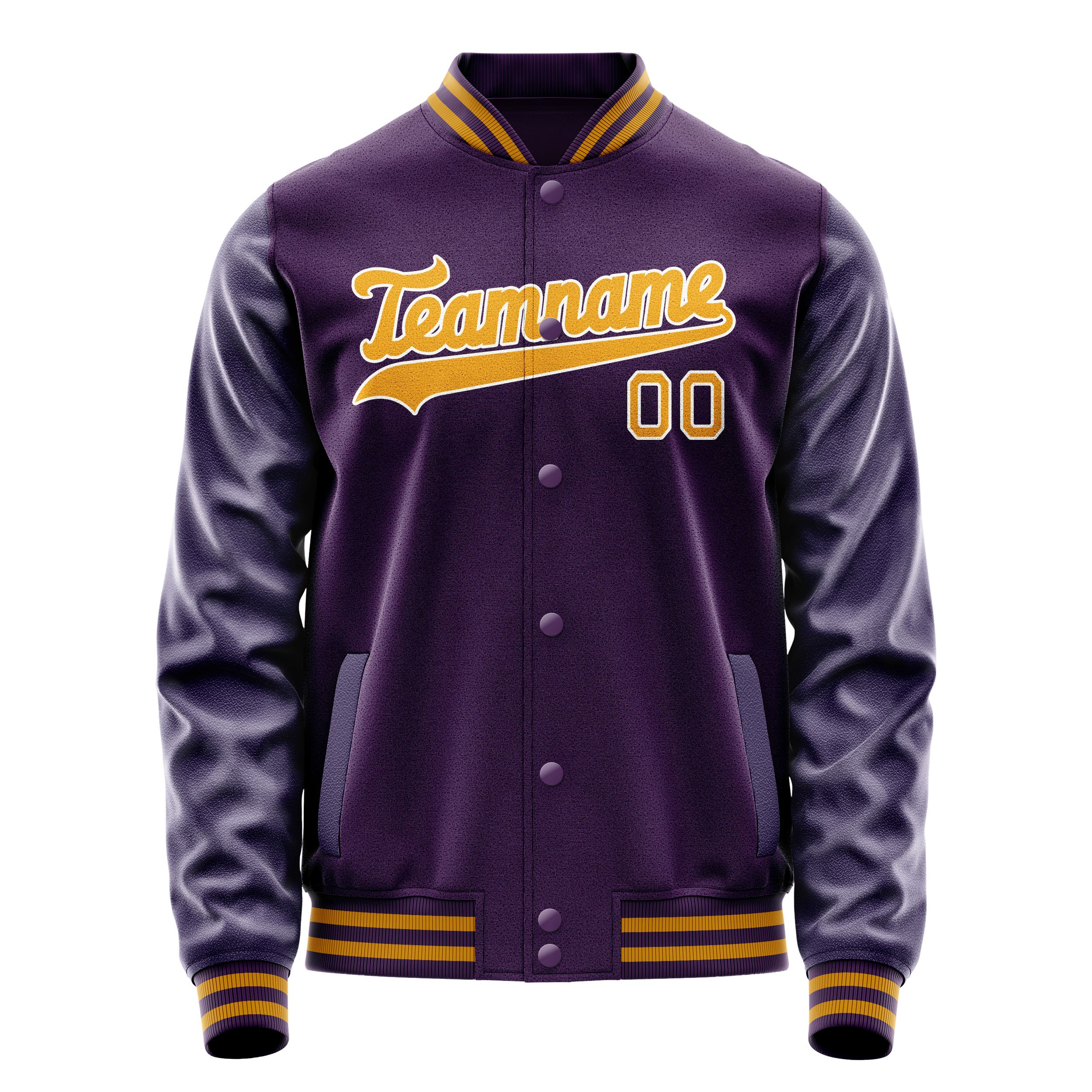 Personalized Purple & Gold Solid Color Varsity Letterman Jacket