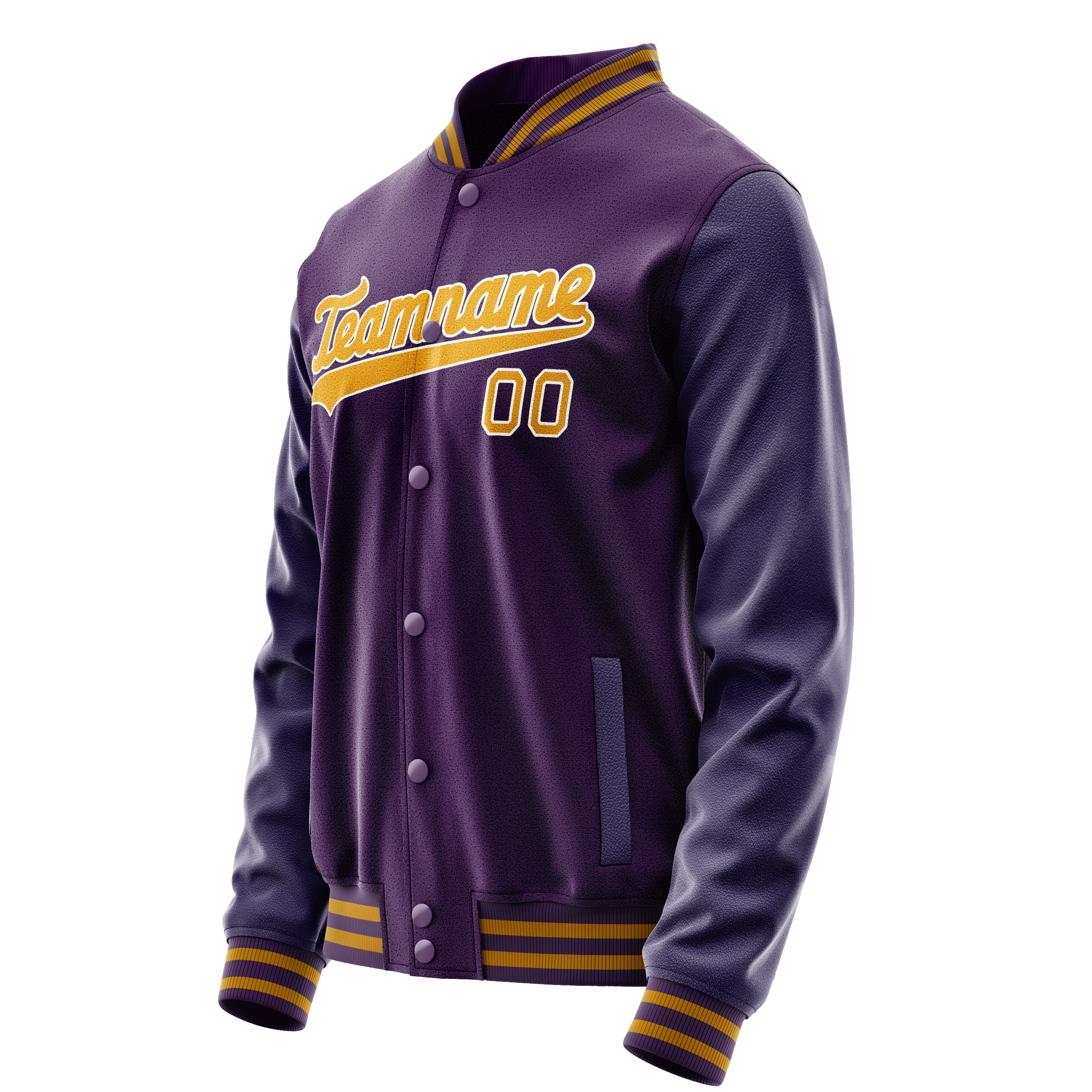 Personalized Purple & Gold Solid Color Varsity Letterman Jacket