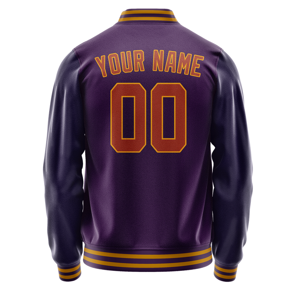 Personalized Purple & Red Solid Color Varsity Letterman Jacket