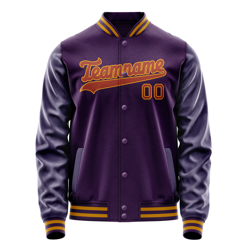 Personalized Purple & Red Solid Color Varsity Letterman Jacket