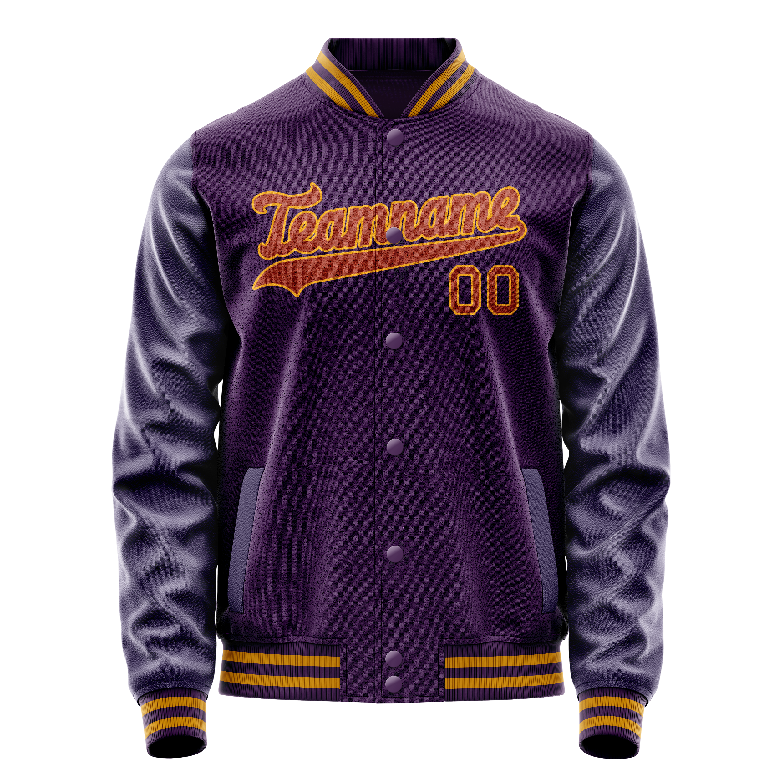 Personalized Purple & Red Solid Color Varsity Letterman Jacket