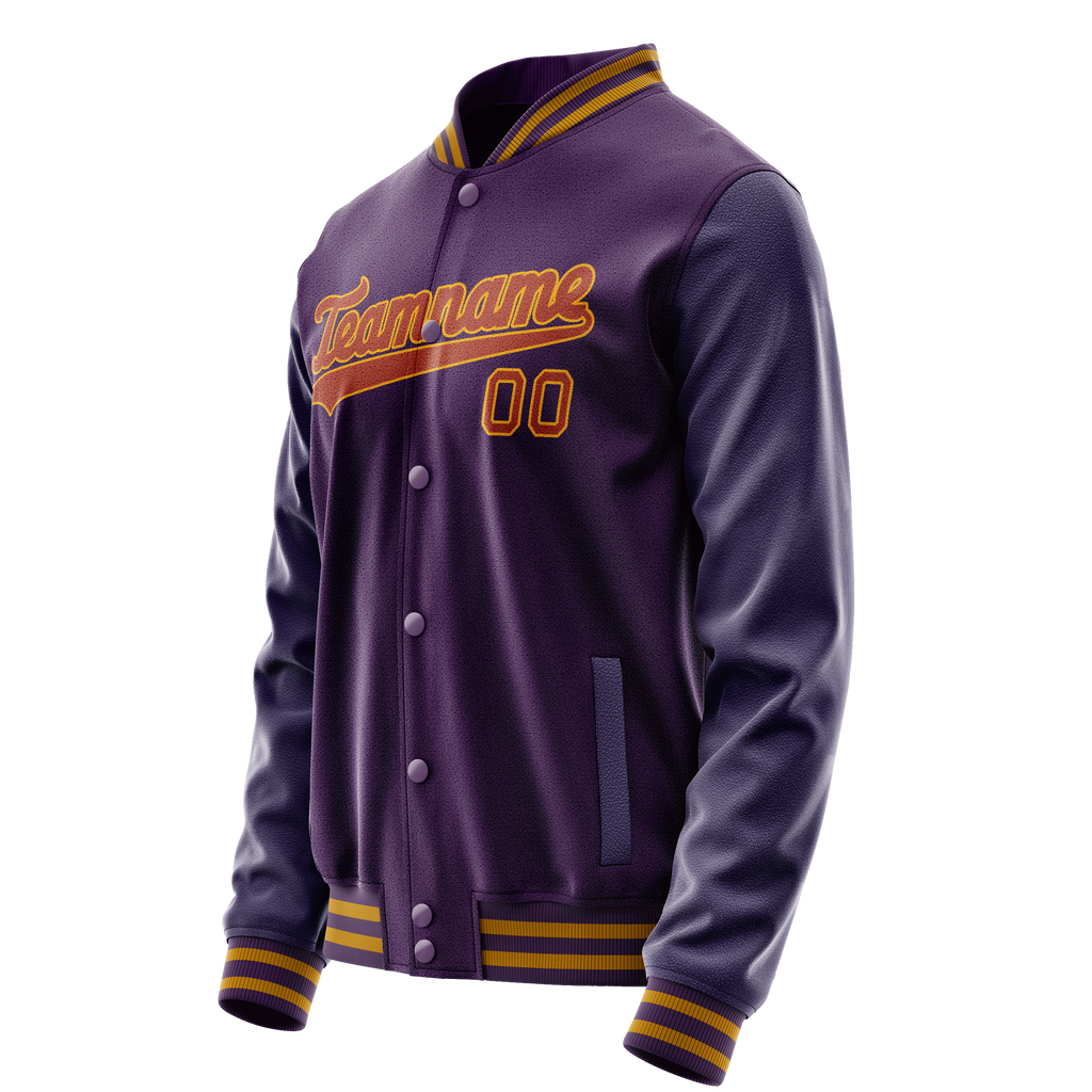 Personalized Purple & Red Solid Color Varsity Letterman Jacket