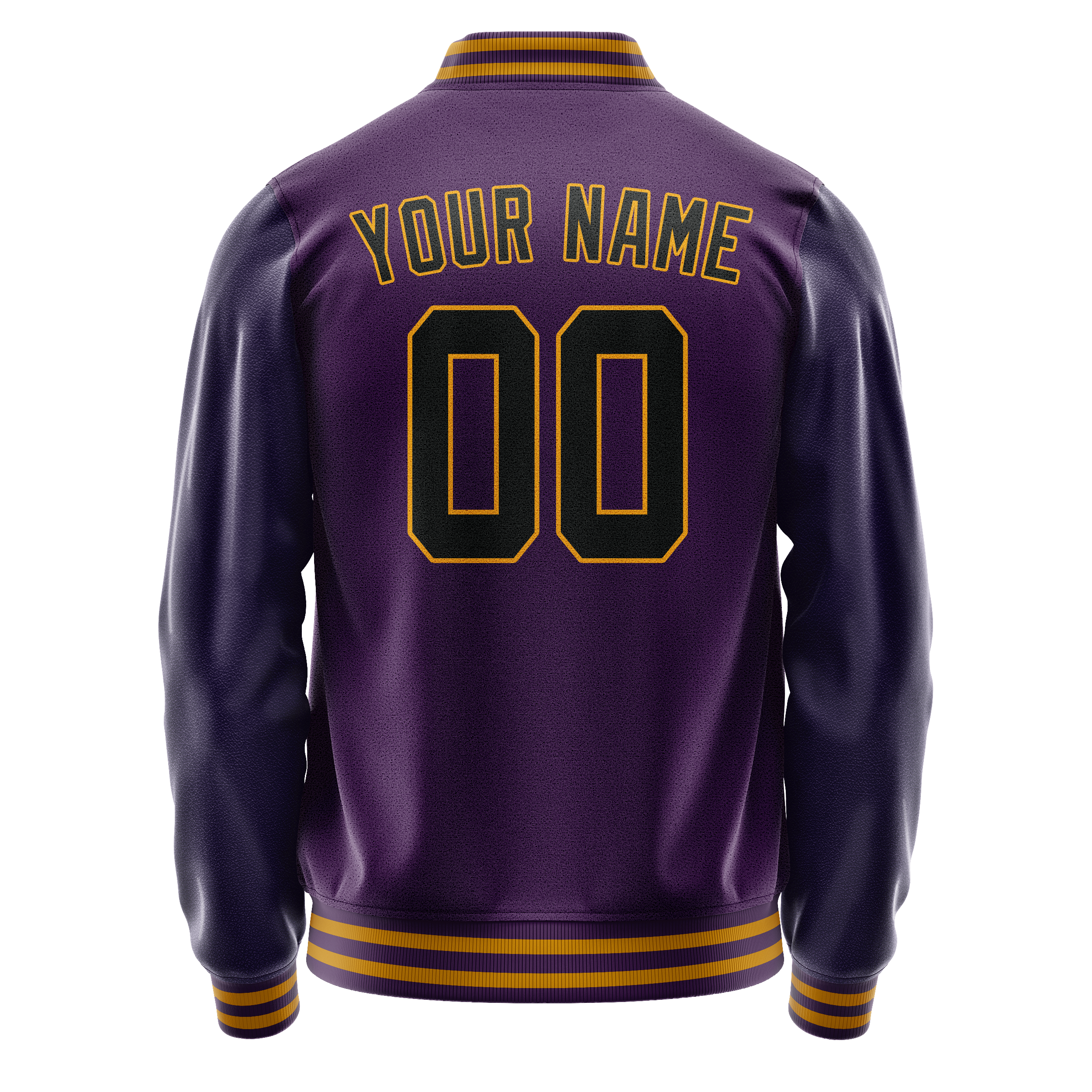 Personalized Purple & Black Solid Color Varsity Letterman Jacket