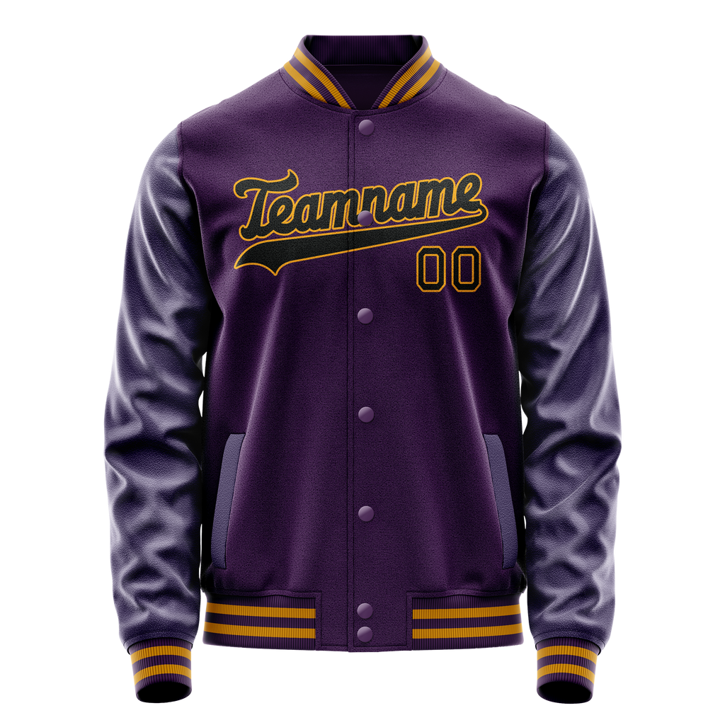 Personalized Purple & Black Solid Color Varsity Letterman Jacket