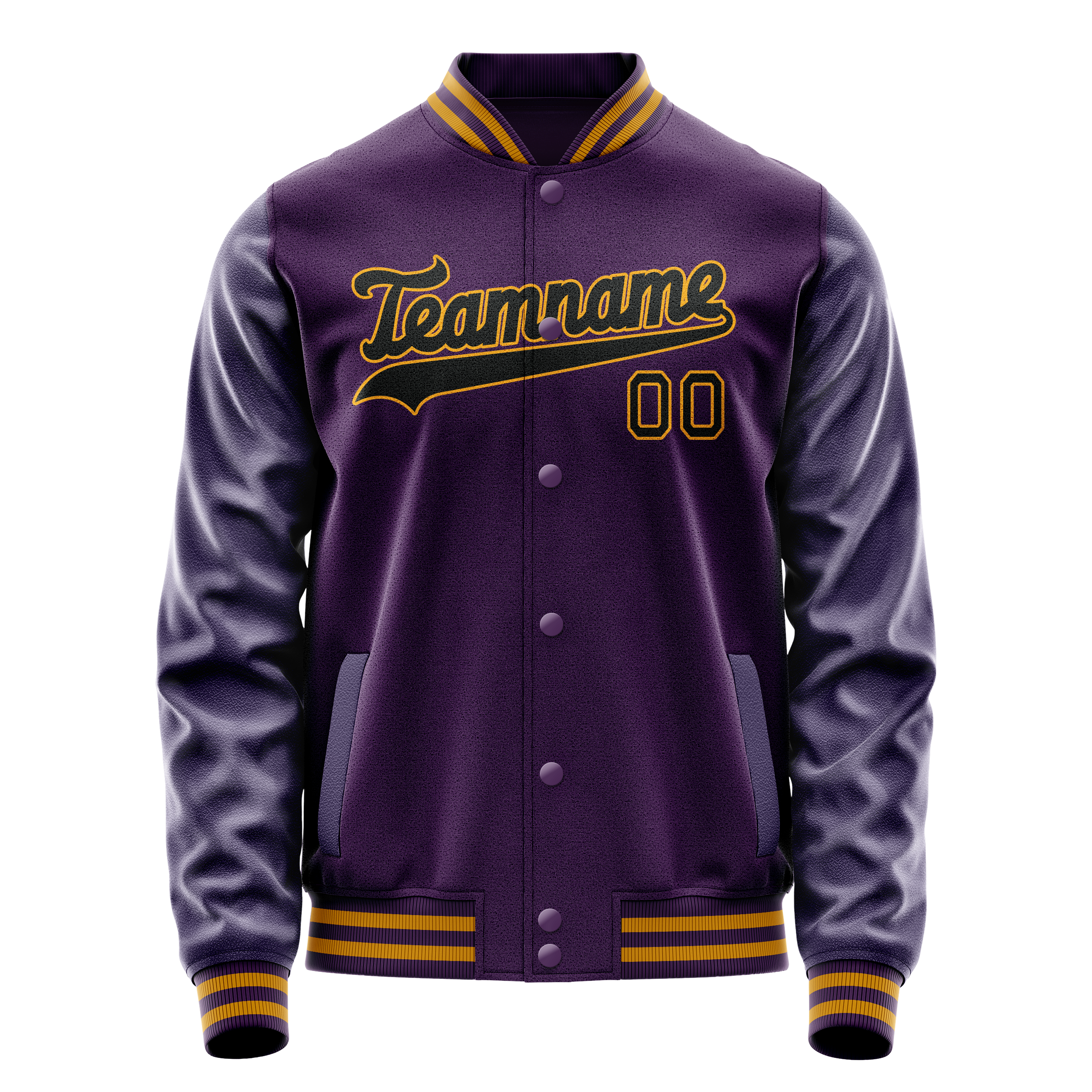 Personalized Purple & Black Solid Color Varsity Letterman Jacket