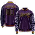 Personalized Purple & Black Solid Color Varsity Letterman Jacket
