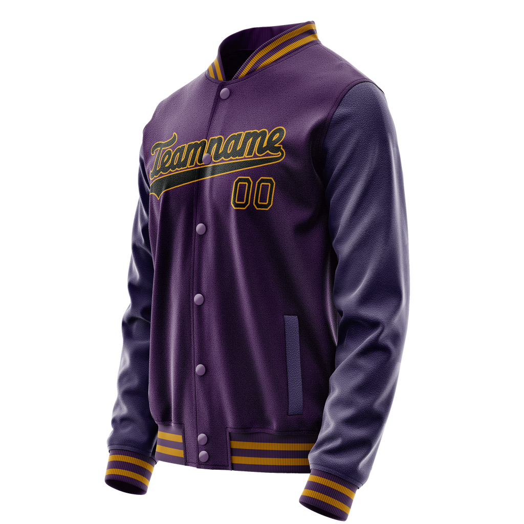 Personalized Purple & Black Solid Color Varsity Letterman Jacket