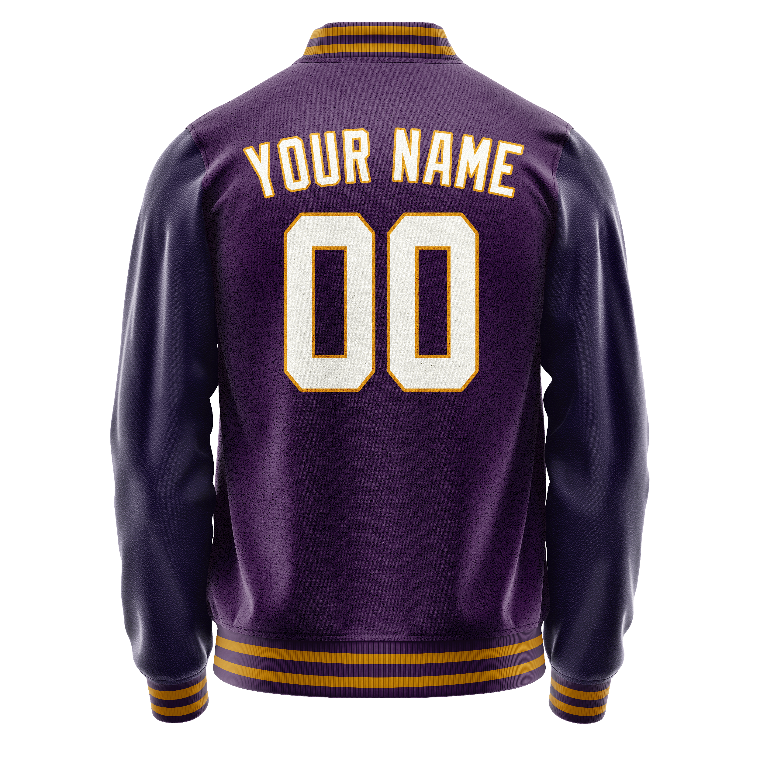Personalized Purple & White Solid Color Varsity Letterman Jacket