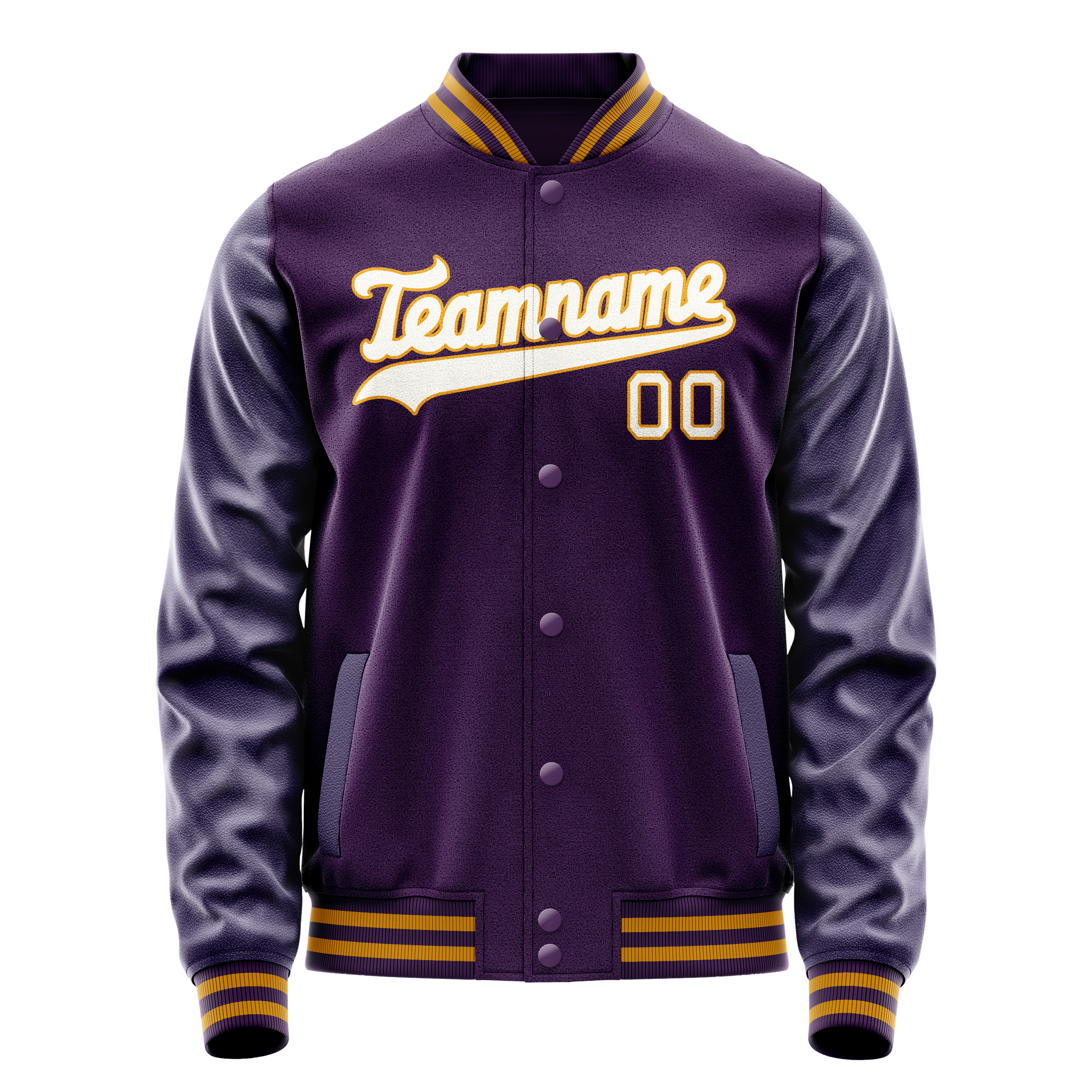 Personalized Purple & White Solid Color Varsity Letterman Jacket