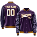 Personalized Purple & White Solid Color Varsity Letterman Jacket