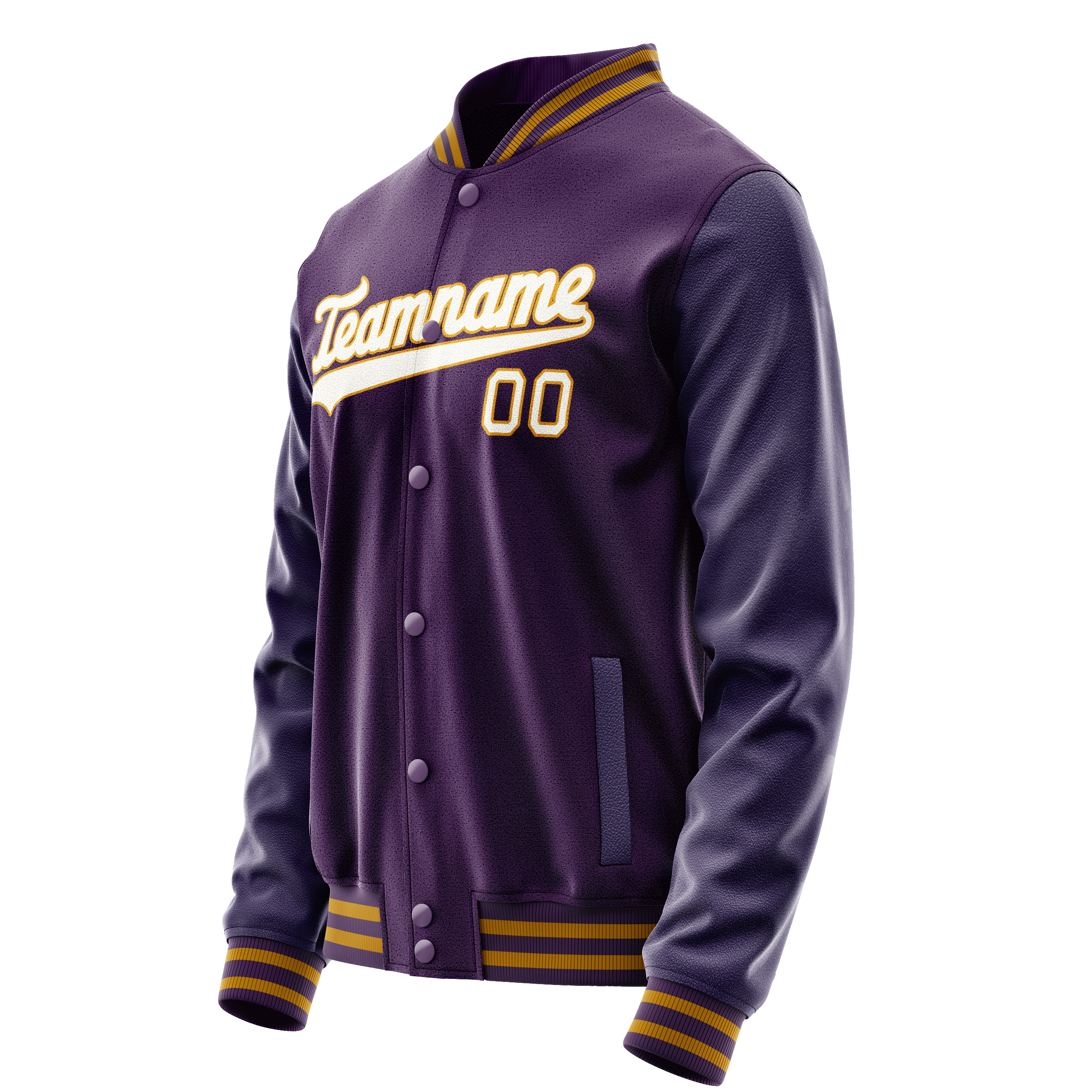 Personalized Purple & White Solid Color Varsity Letterman Jacket