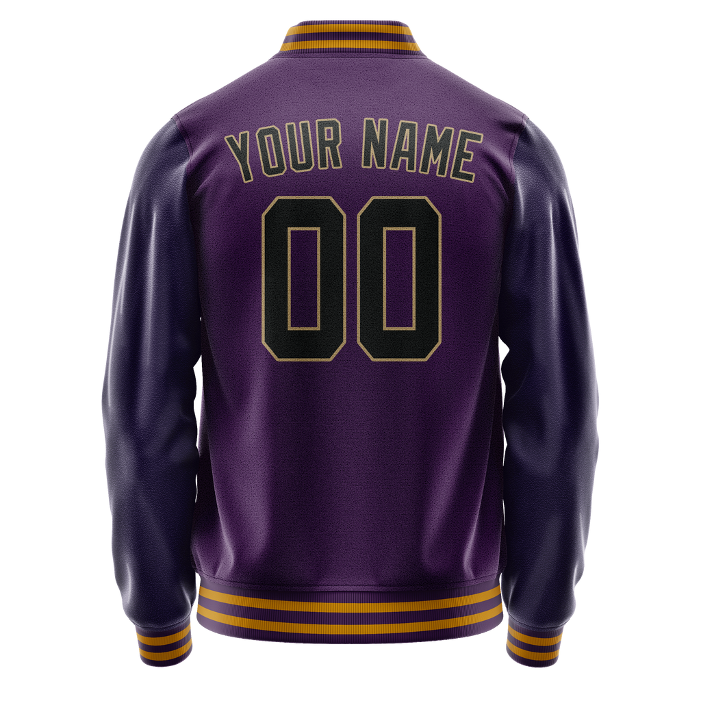 Personalized Purple & Black Solid Color Varsity Letterman Jacket
