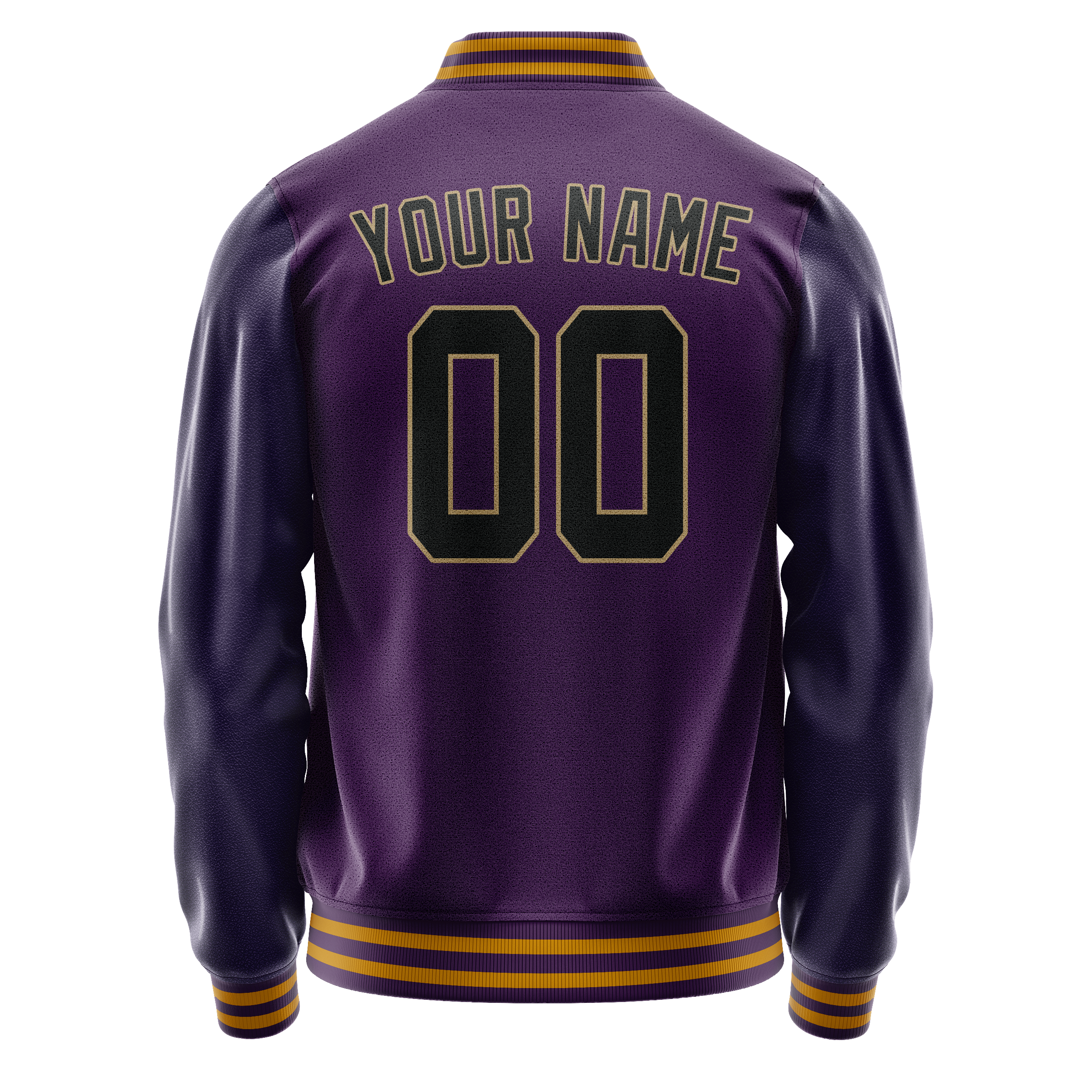 Personalized Purple & Black Solid Color Varsity Letterman Jacket