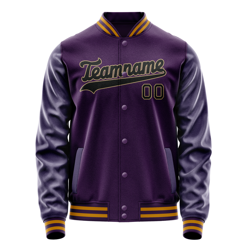Personalized Purple & Black Solid Color Varsity Letterman Jacket