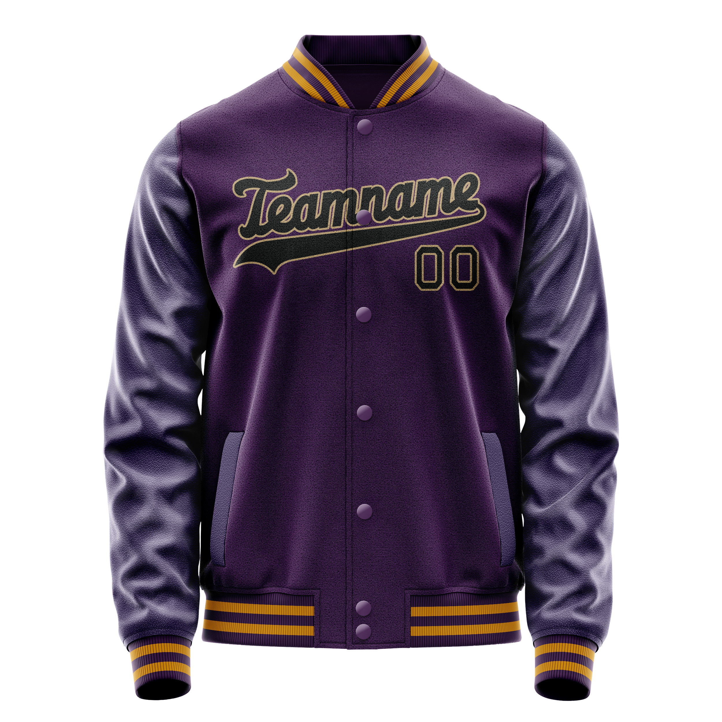 Personalized Purple & Black Solid Color Varsity Letterman Jacket