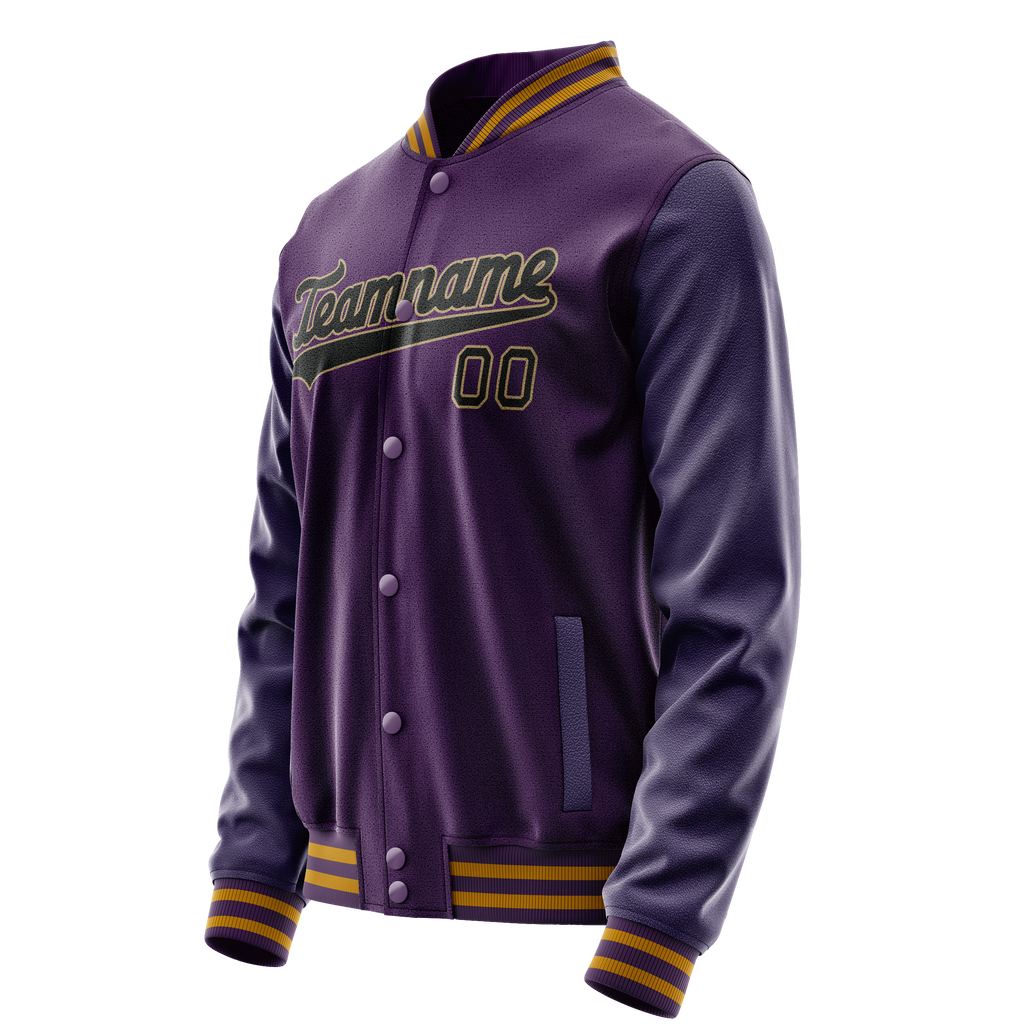 Personalized Purple & Black Solid Color Varsity Letterman Jacket