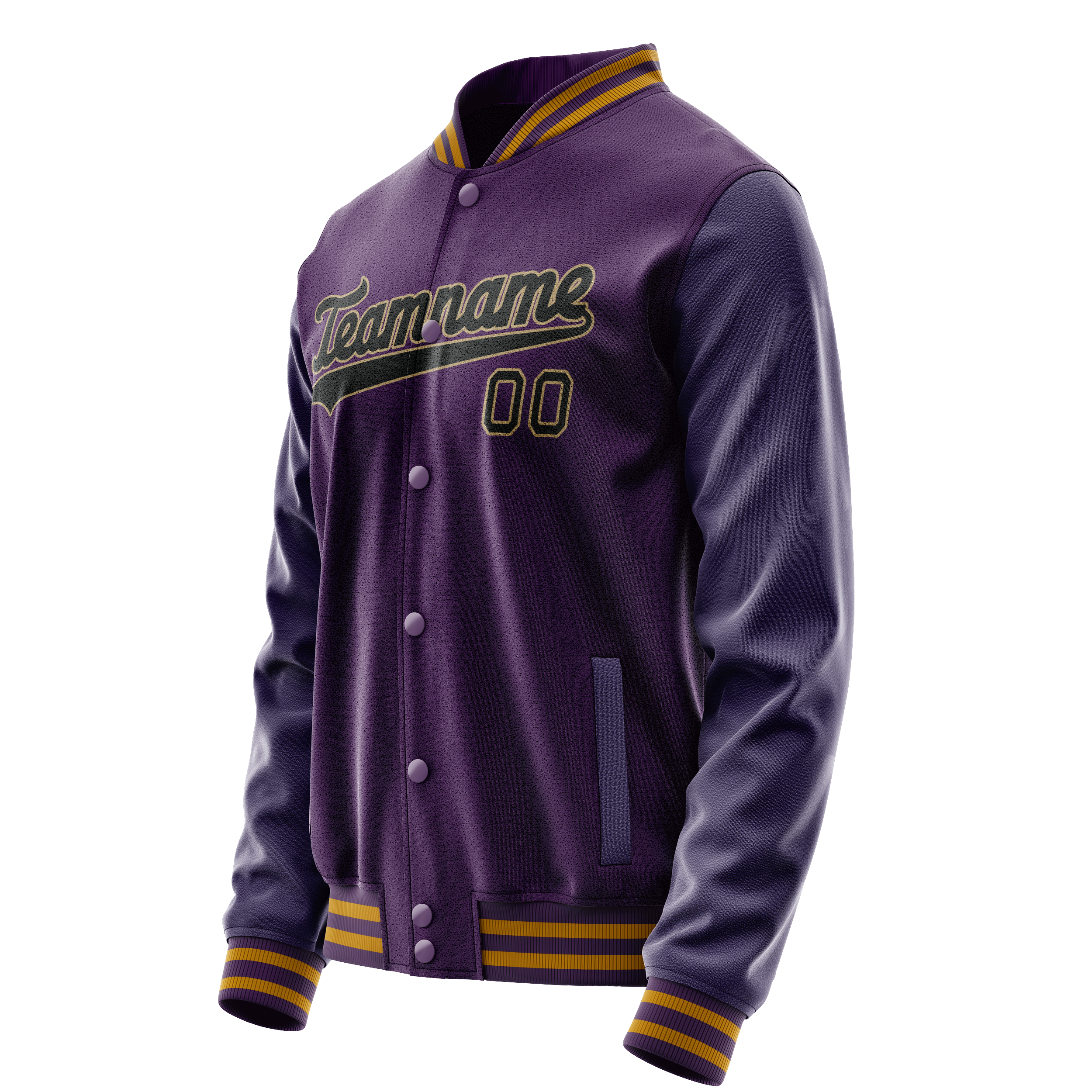 Personalized Purple & Black Solid Color Varsity Letterman Jacket
