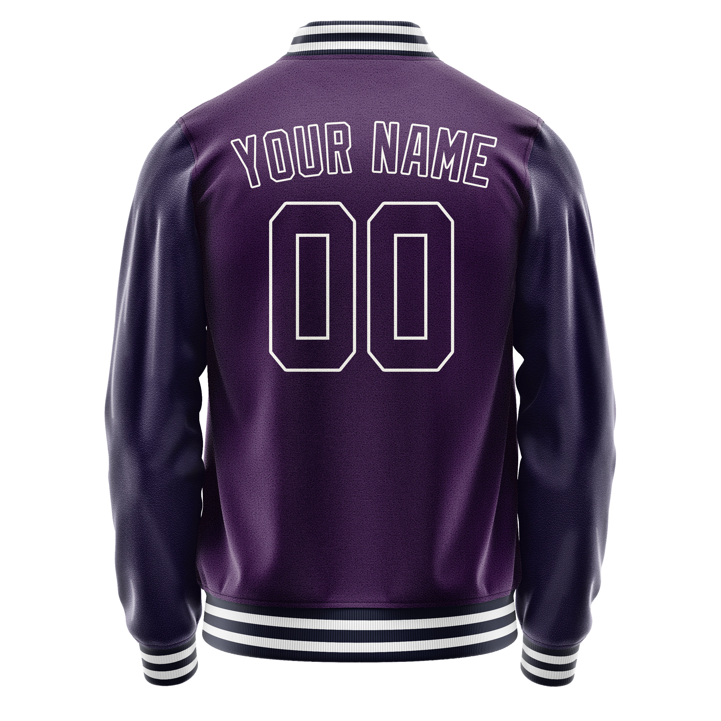 Personalized Purple & White Solid Color Varsity Letterman Jacket