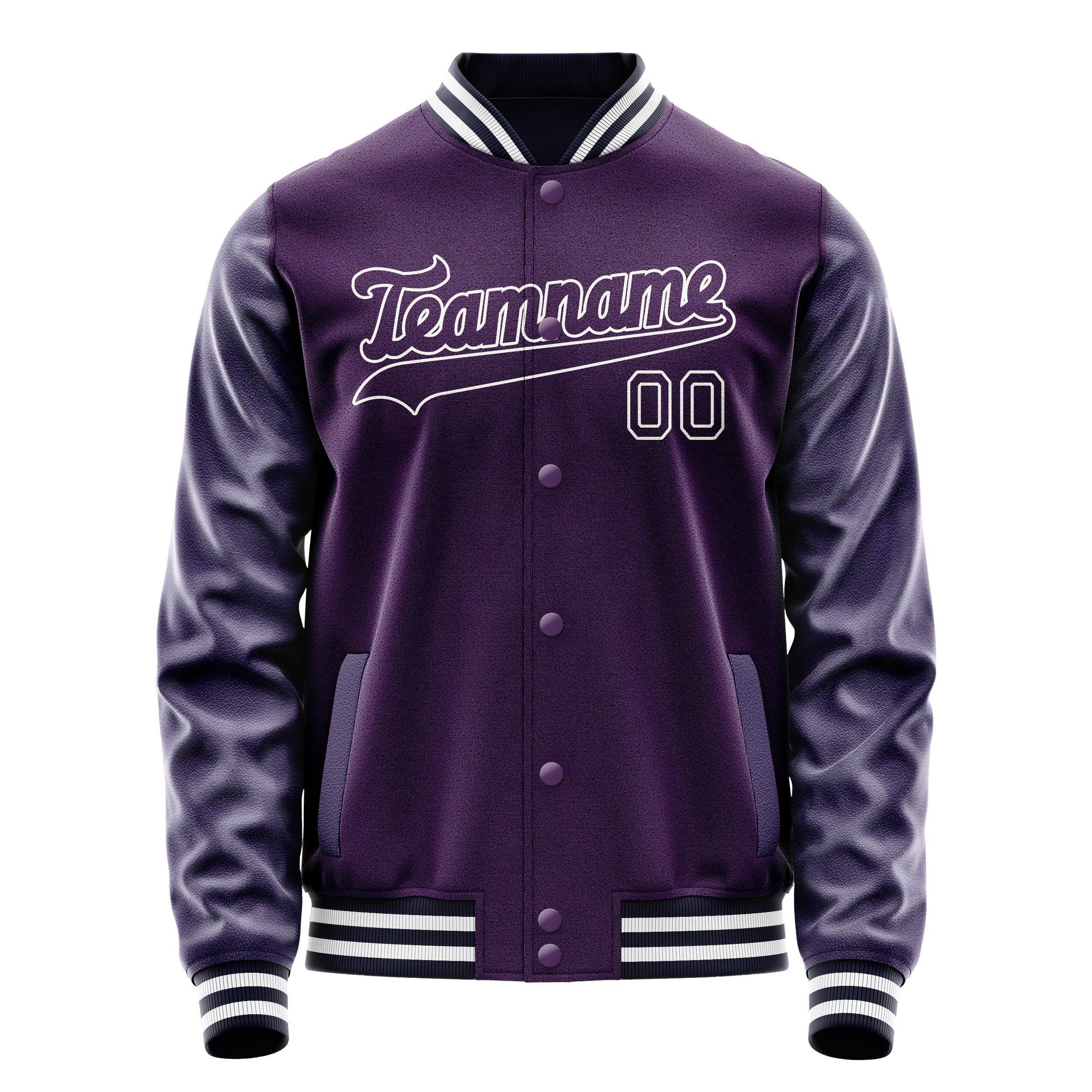 Personalized Purple & White Solid Color Varsity Letterman Jacket