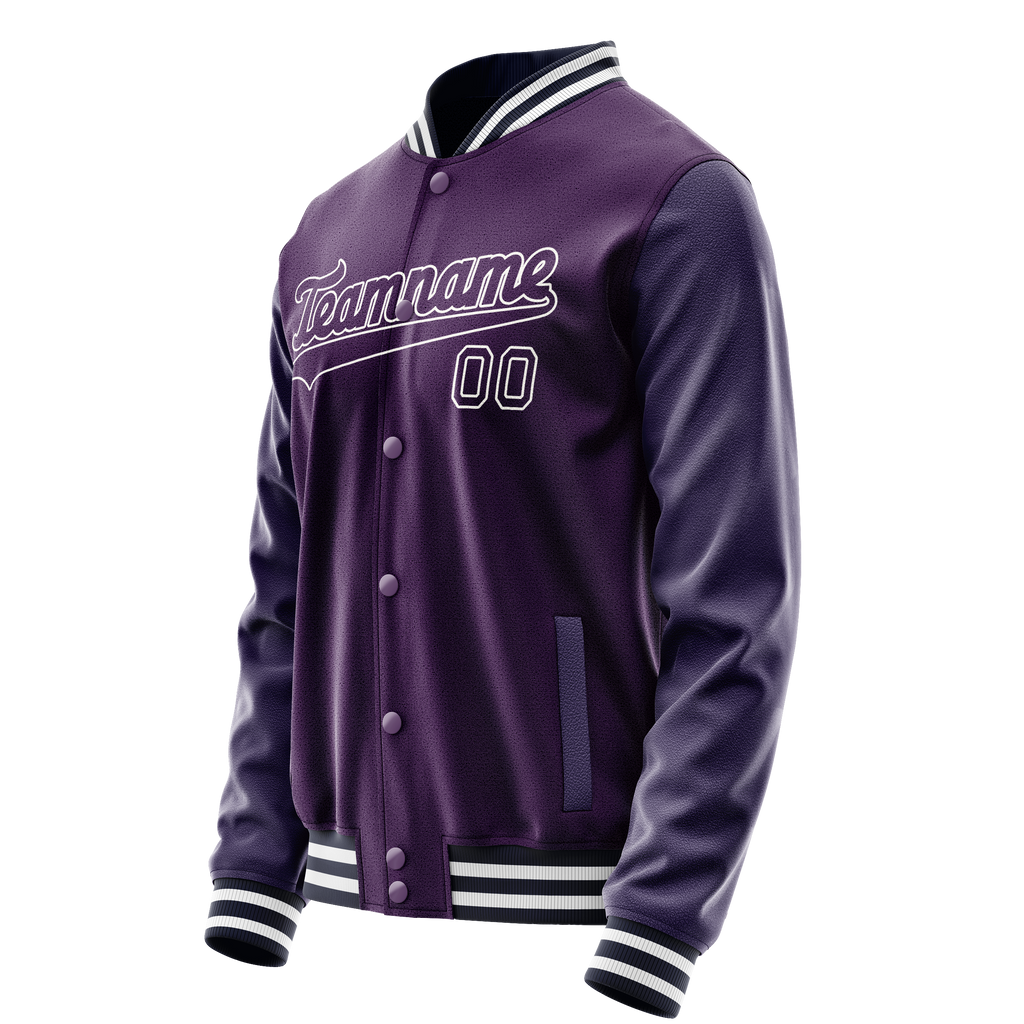 Personalized Purple & White Solid Color Varsity Letterman Jacket