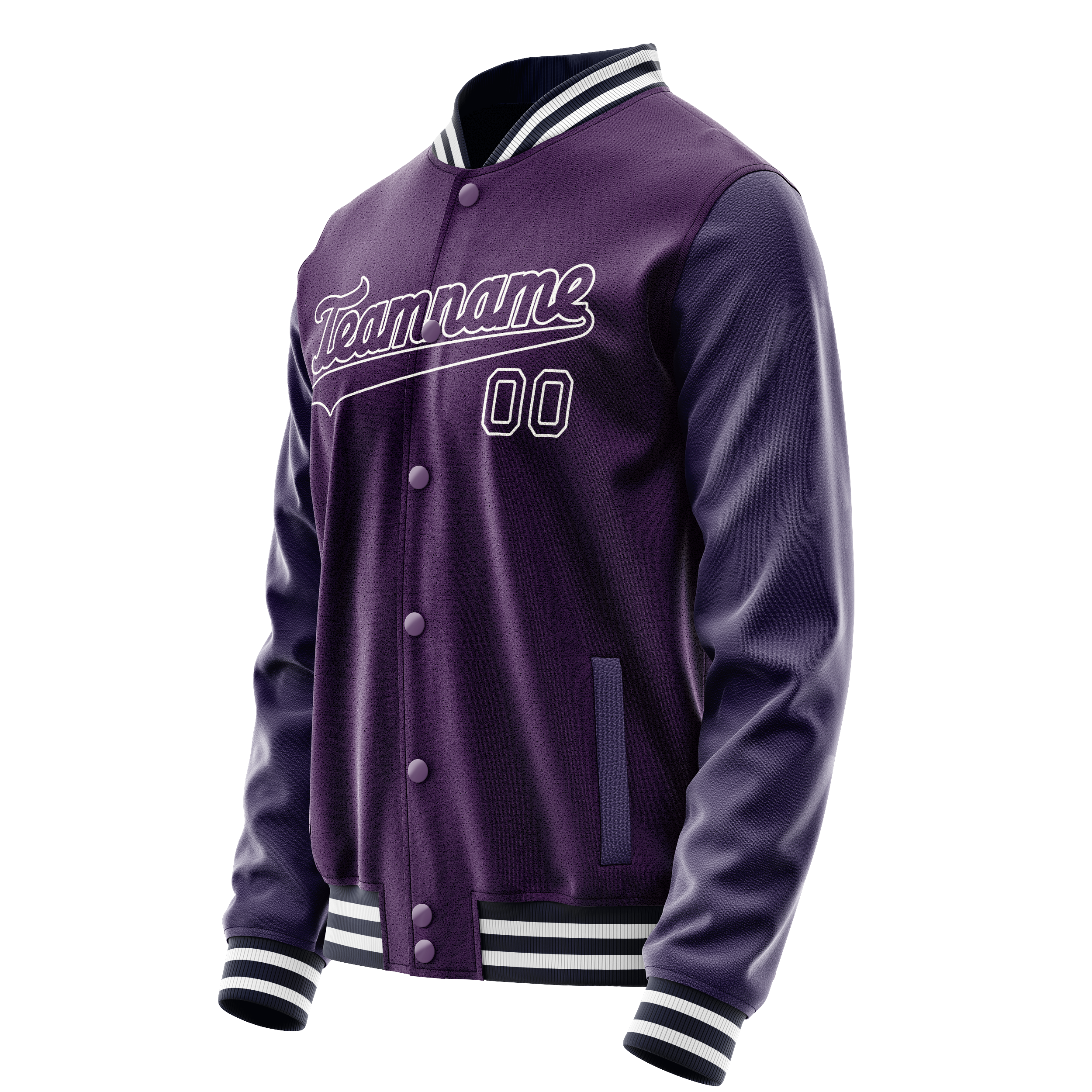 Personalized Purple & White Solid Color Varsity Letterman Jacket