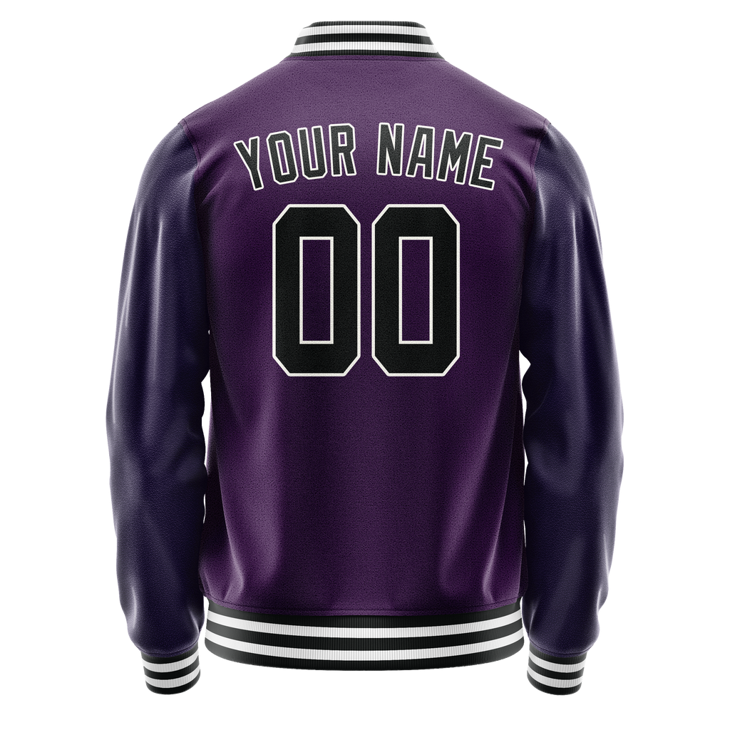 Personalized Purple & Black Solid Color Varsity Letterman Jacket