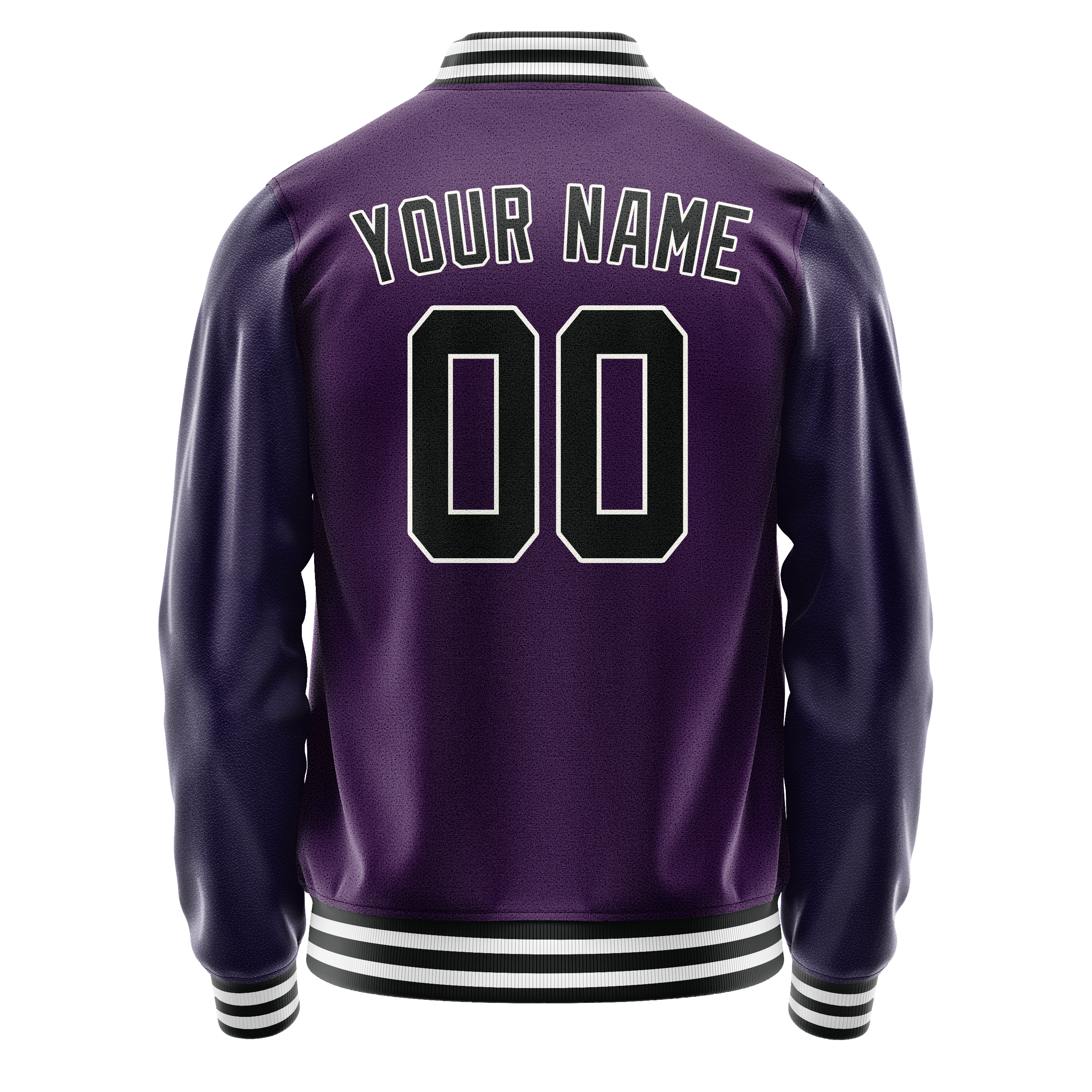 Personalized Purple & Black Solid Color Varsity Letterman Jacket