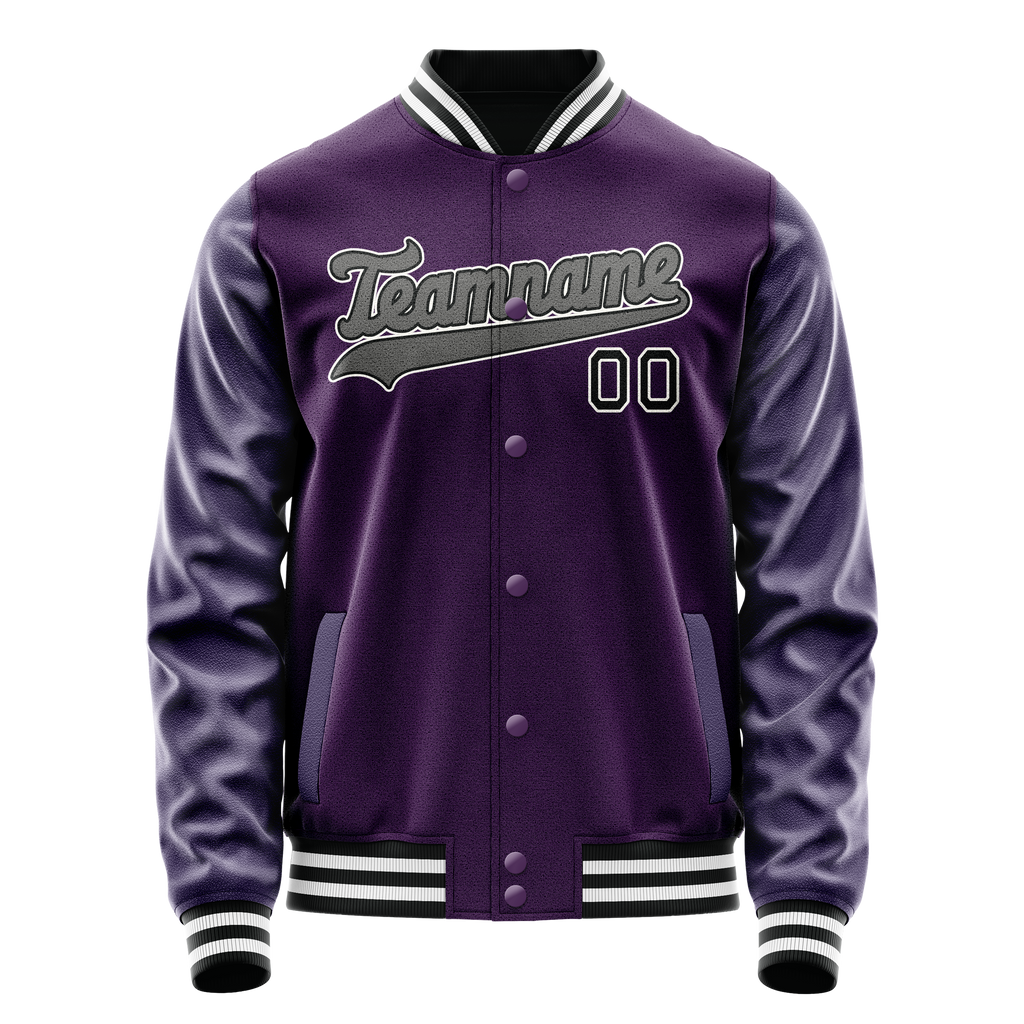 Personalized Purple & Black Solid Color Varsity Letterman Jacket