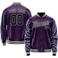 Personalized Purple & Black Solid Color Varsity Letterman Jacket