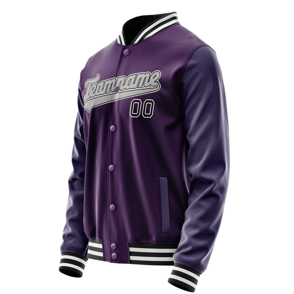 Personalized Purple & Black Solid Color Varsity Letterman Jacket