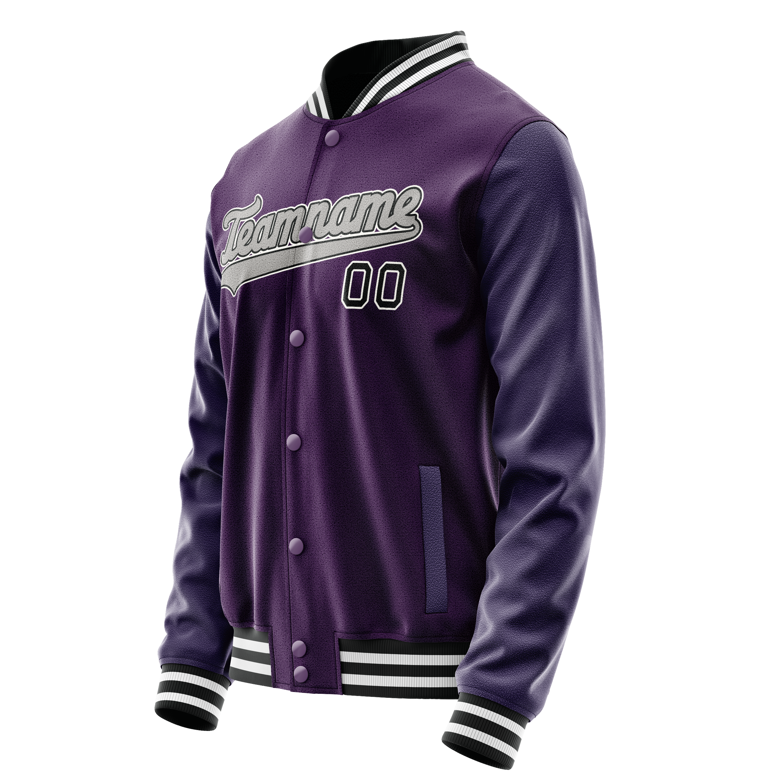 Personalized Purple & Black Solid Color Varsity Letterman Jacket
