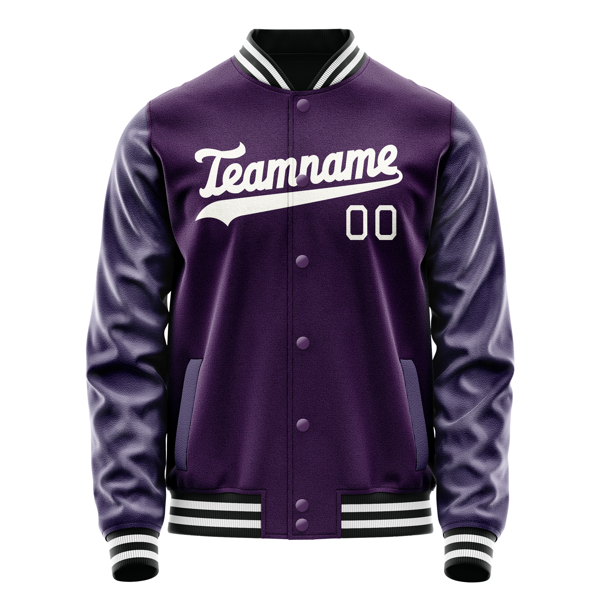 Personalized Purple & White Solid Color Varsity Letterman Jacket
