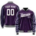 Personalized Purple & White Solid Color Varsity Letterman Jacket