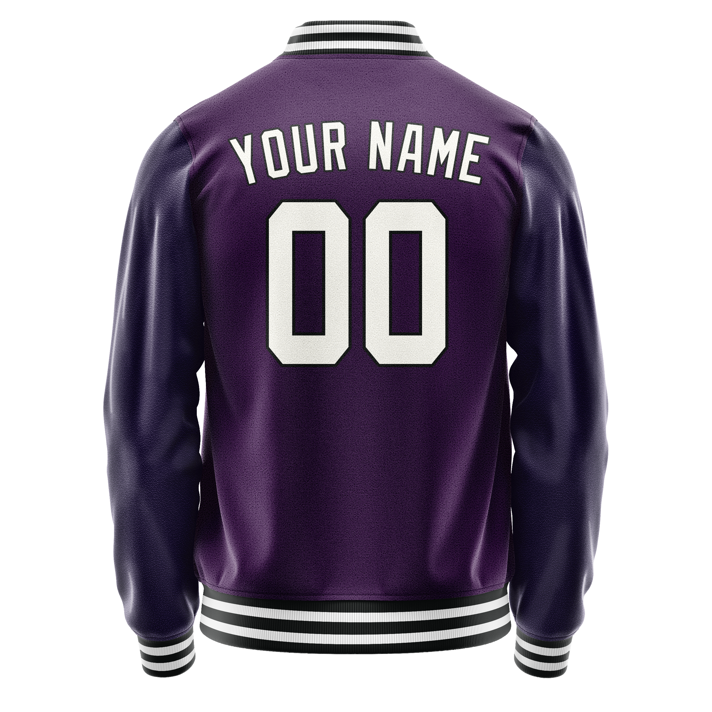 Personalized Purple & White Solid Color Varsity Letterman Jacket