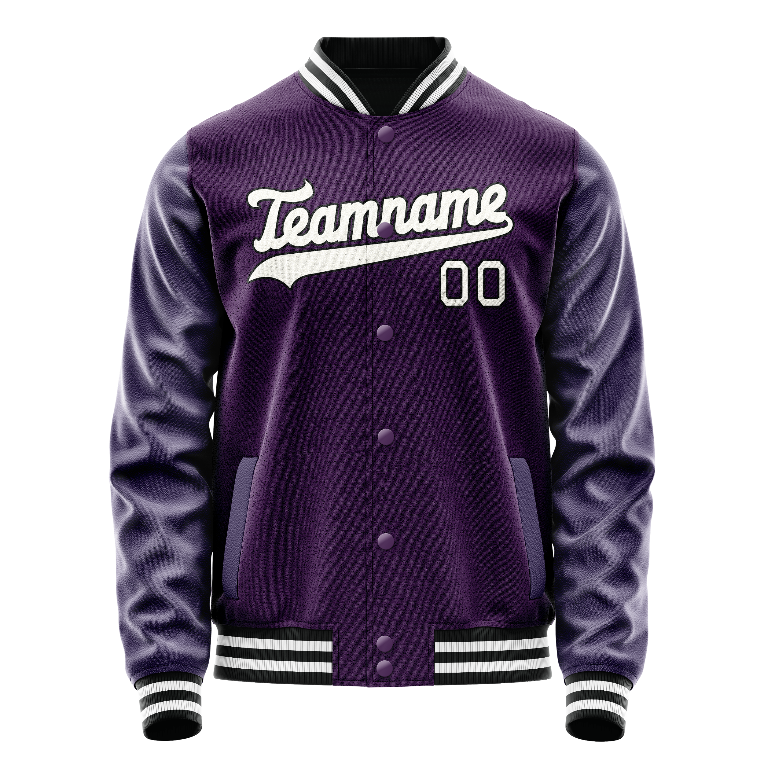 Personalized Purple & White Solid Color Varsity Letterman Jacket