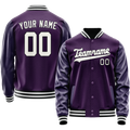 Personalized Purple & White Solid Color Varsity Letterman Jacket