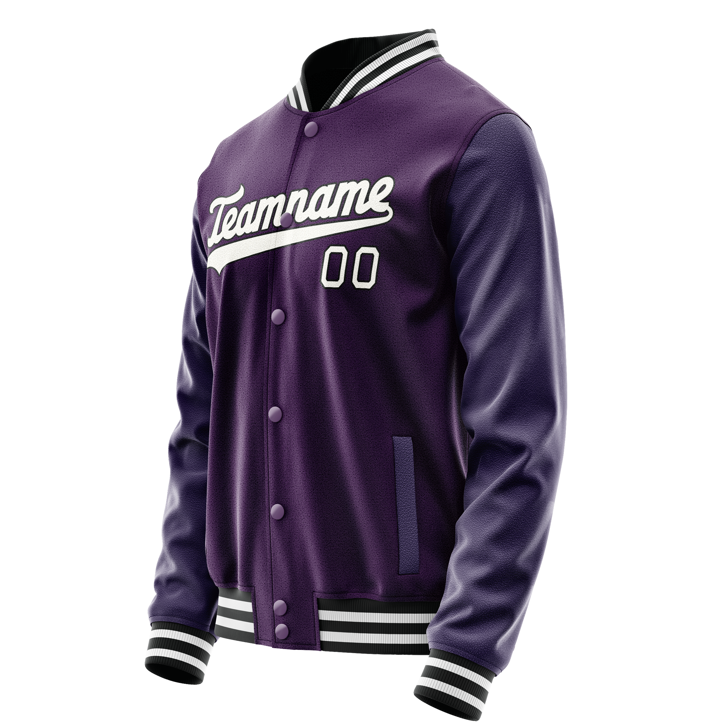 Personalized Purple & White Solid Color Varsity Letterman Jacket