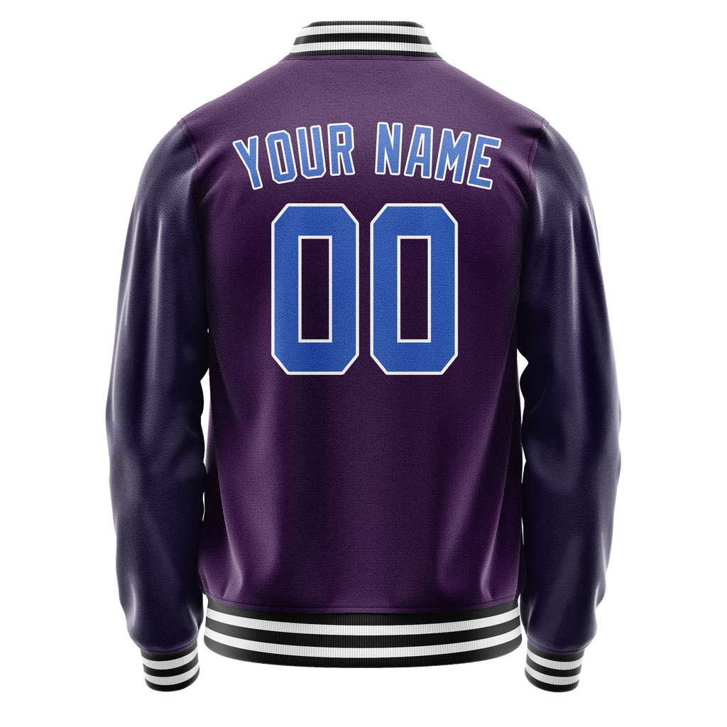 Personalized Purple & Teal Solid Color Varsity Letterman Jacket