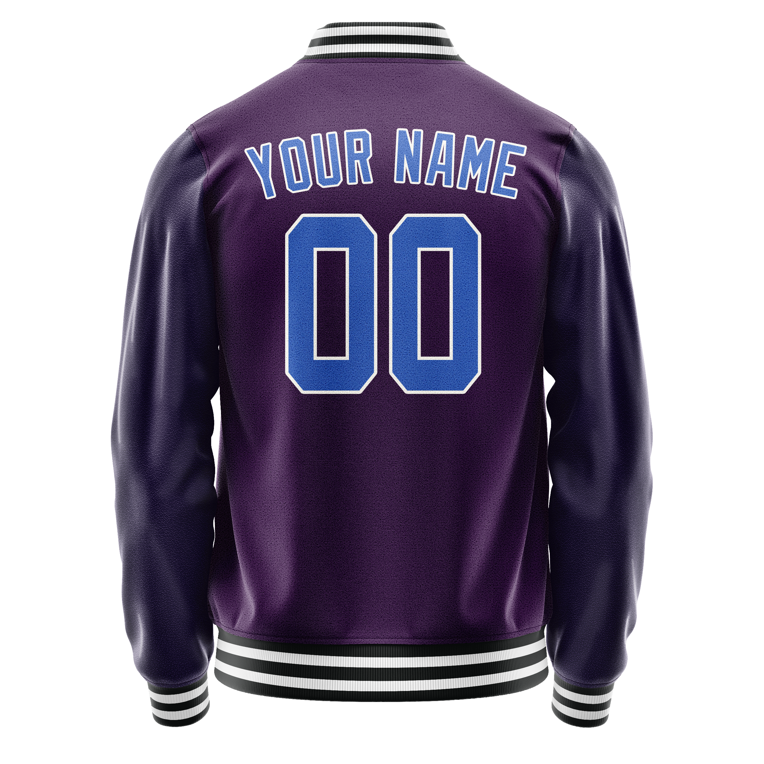 Personalized Purple & Teal Solid Color Varsity Letterman Jacket
